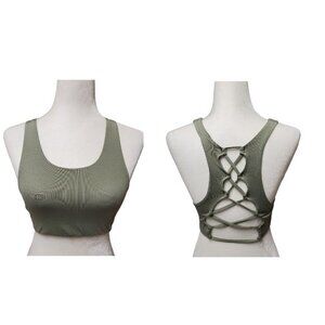 Victoria's Secret PINK‎ Ultimate Unlined Strappy Back Sports Bra Green Sz Small